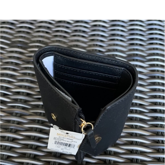 MICHAEL KORS JET SET TRAVEL MEDIUM FLAP BIFOLD WALLET BLACK - Picture 5 of 11